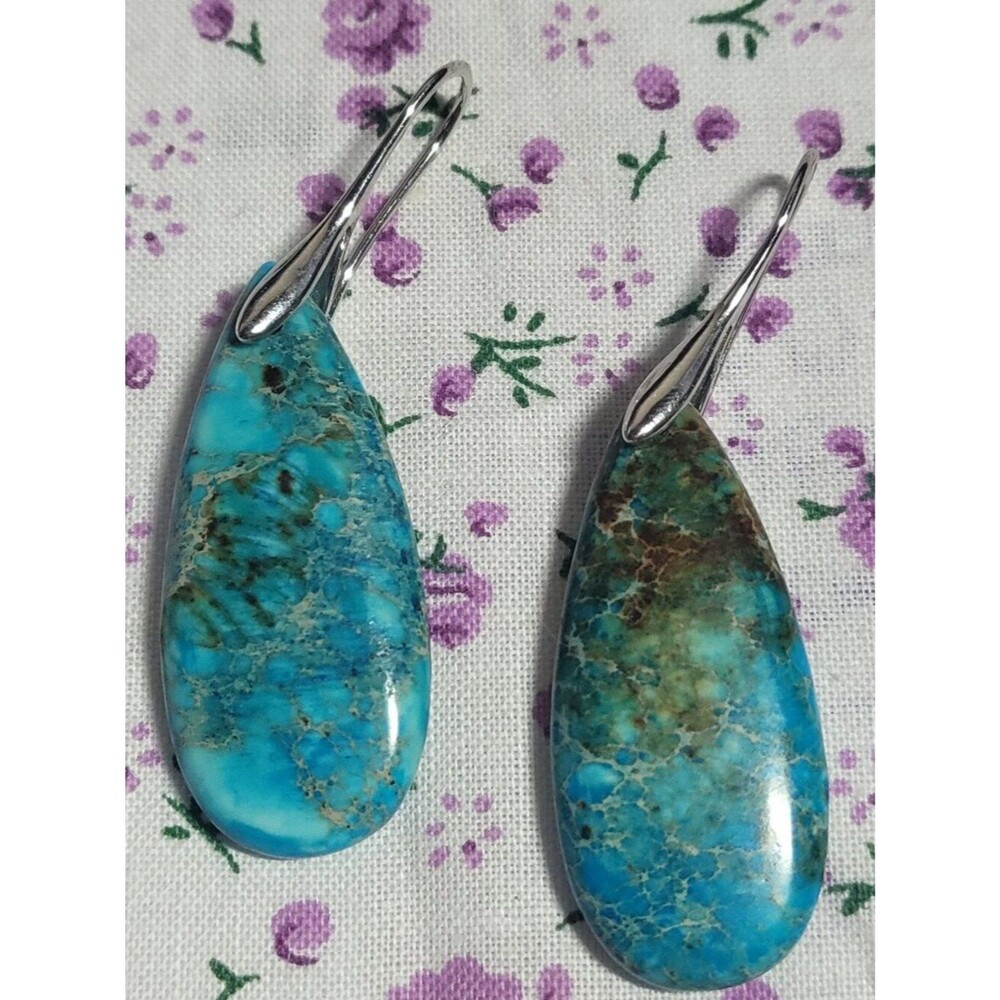 Turquoise Sea Sediment Jasper Dangle Earrings
